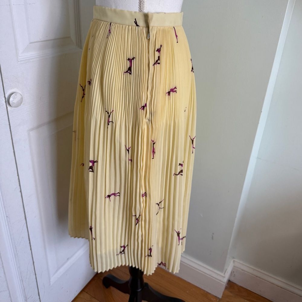 1970/80s Japanese Canary Yellow Ballet core Pleated Skirt with Acrobats Pattern - Picture 6 of 15